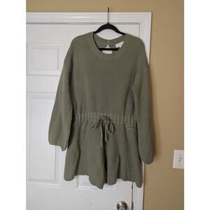 MABLE Olive Green Sweater Shorts Romper- Size M/L